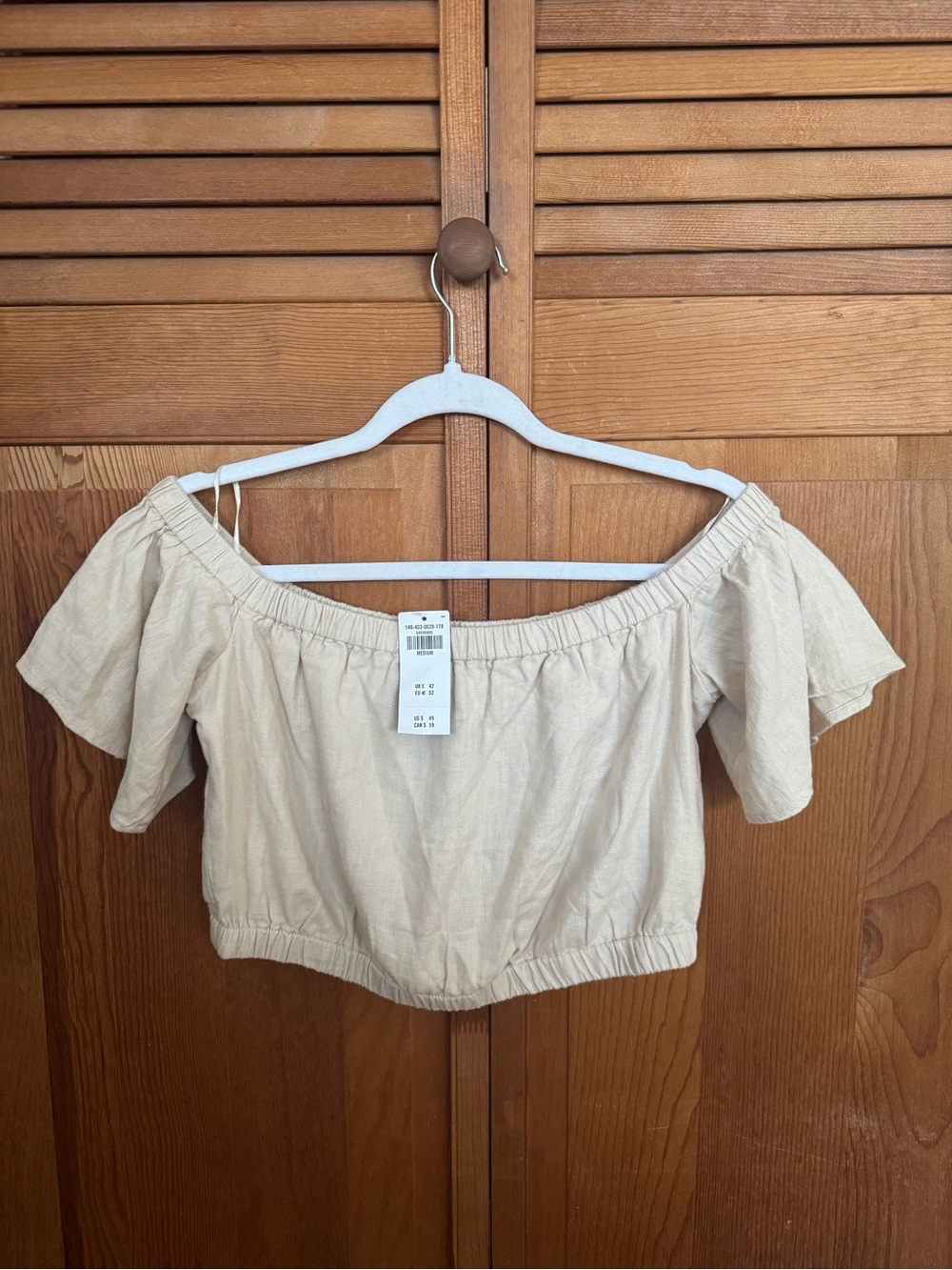 Women's Abercrombie Linen-Blend Off-Shoulder Cropped Top